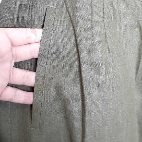 Liz Claiborne Woman Olive Green Linen Blend Pants Draw String Waist Size 14W - Picture 5 of 7